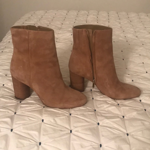 corra stacked heel bootie